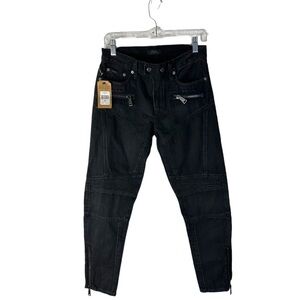 Polo Ralph Lauren Black Zipper Moto Biker Jeans SZ 25 NWT NEW